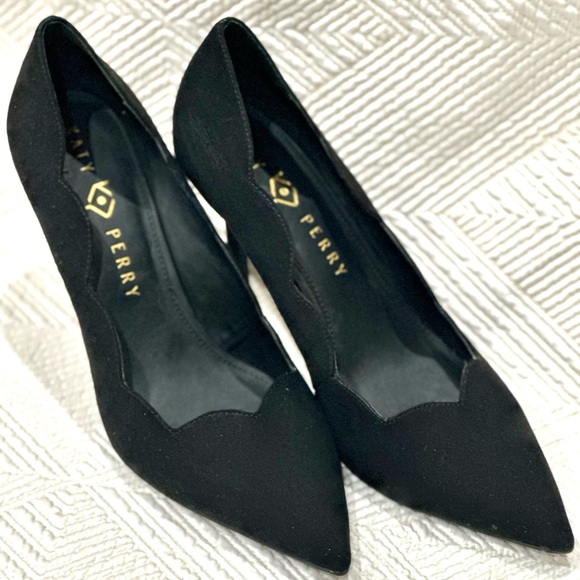 Kate Perry scalloped pointy toe pumps The Dina. Size 9. Black - Picture 2 of 6
